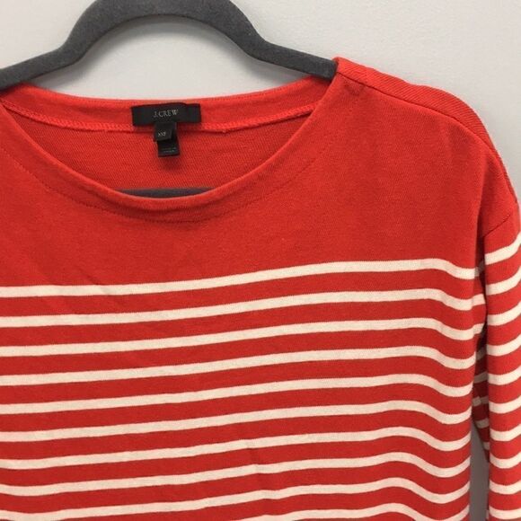 J. Crew | Red Orange Boatneck Striped Tunic | XXS - Picture 3 of 8